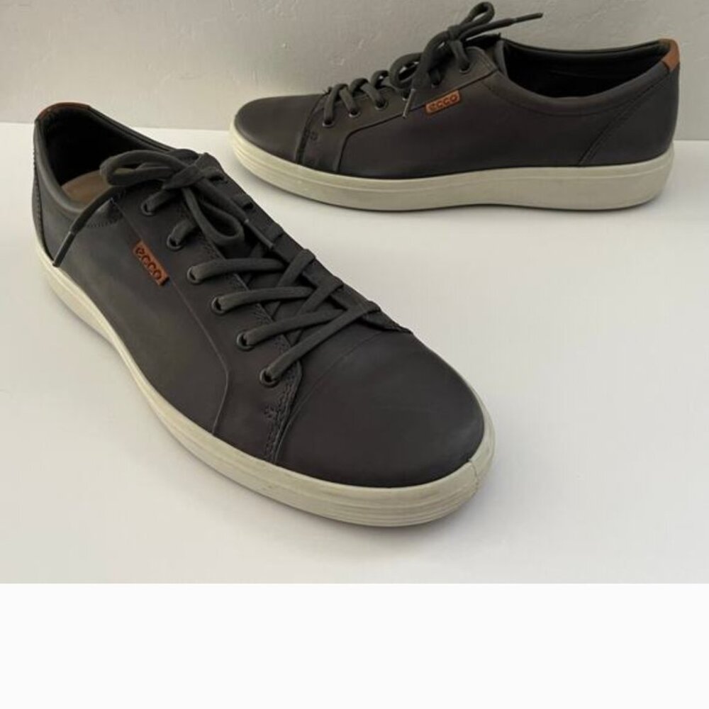 Ecco Men's Soft 7 Leather Lace-Up Sneakers Minimalist Quiet Luxury EU 47 US 13